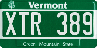 VT license plate XTR389