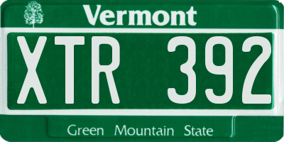 VT license plate XTR392