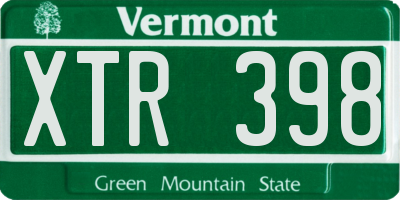 VT license plate XTR398