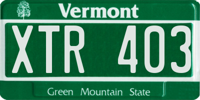 VT license plate XTR403