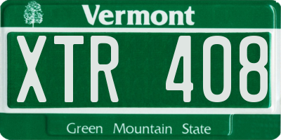 VT license plate XTR408