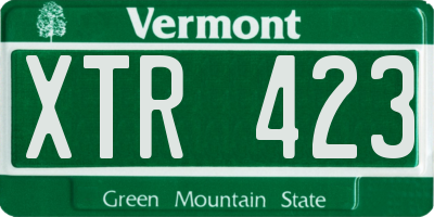 VT license plate XTR423