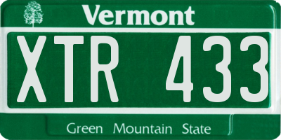 VT license plate XTR433