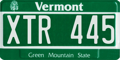 VT license plate XTR445