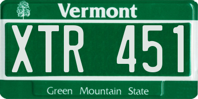 VT license plate XTR451