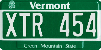 VT license plate XTR454