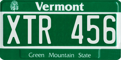 VT license plate XTR456
