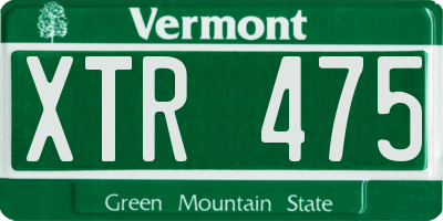 VT license plate XTR475