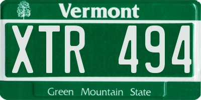 VT license plate XTR494