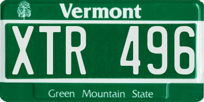 VT license plate XTR496