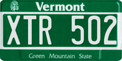 VT license plate XTR502