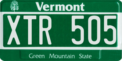 VT license plate XTR505