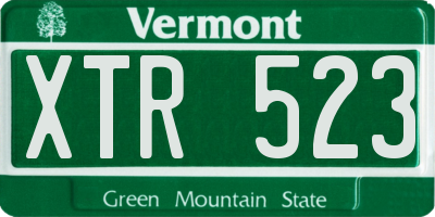 VT license plate XTR523