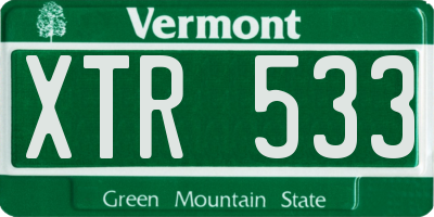 VT license plate XTR533