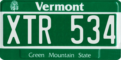VT license plate XTR534