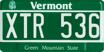 VT license plate XTR536