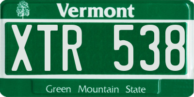 VT license plate XTR538