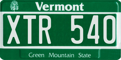 VT license plate XTR540