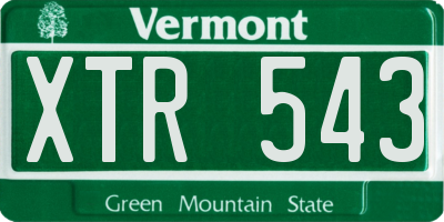 VT license plate XTR543