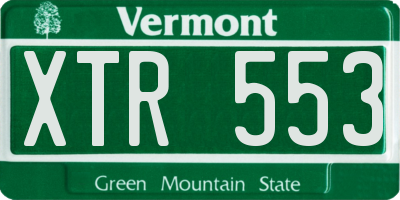 VT license plate XTR553