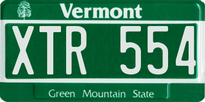 VT license plate XTR554