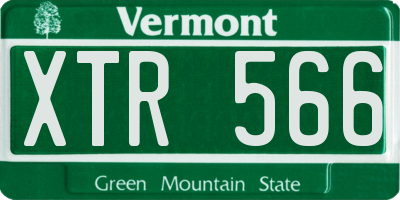VT license plate XTR566