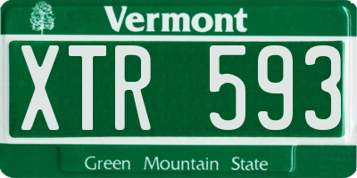 VT license plate XTR593