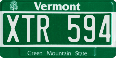 VT license plate XTR594