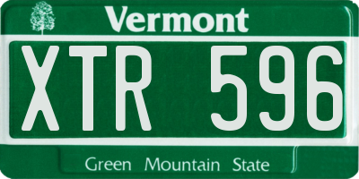 VT license plate XTR596