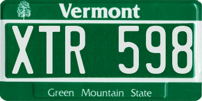 VT license plate XTR598