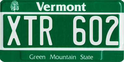 VT license plate XTR602