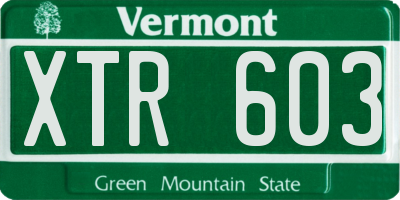 VT license plate XTR603