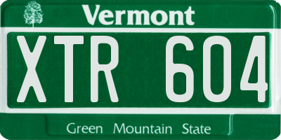 VT license plate XTR604