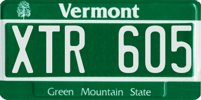 VT license plate XTR605