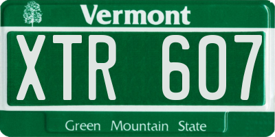 VT license plate XTR607