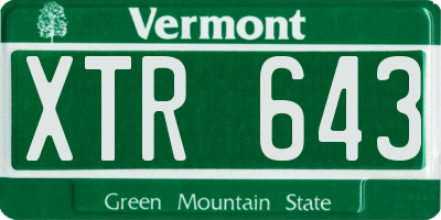VT license plate XTR643