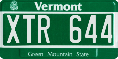 VT license plate XTR644