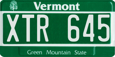 VT license plate XTR645