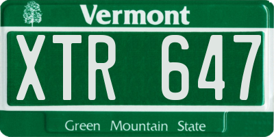 VT license plate XTR647