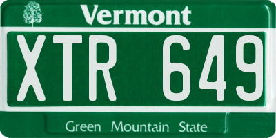 VT license plate XTR649