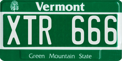 VT license plate XTR666