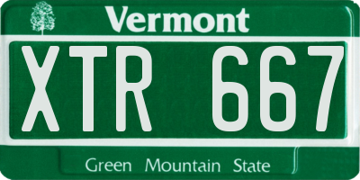 VT license plate XTR667