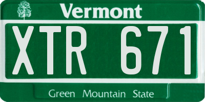 VT license plate XTR671