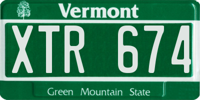 VT license plate XTR674