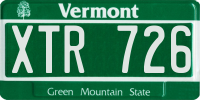 VT license plate XTR726