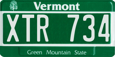 VT license plate XTR734