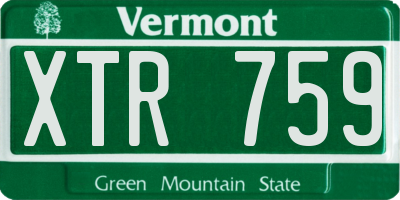 VT license plate XTR759