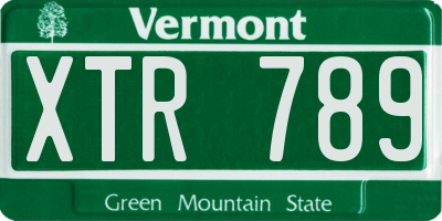VT license plate XTR789