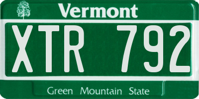VT license plate XTR792