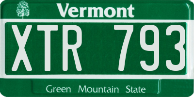 VT license plate XTR793